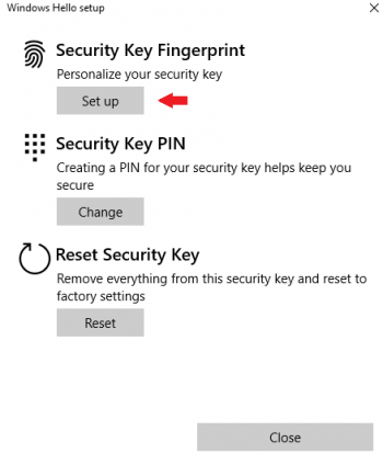 Set up keys in Windows – FIDO Security Keys